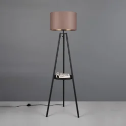 Colette gulvlampe, trebenet fod, sort/gråbrun