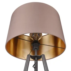 Colette gulvlampe, trebenet fod, sort/gråbrun