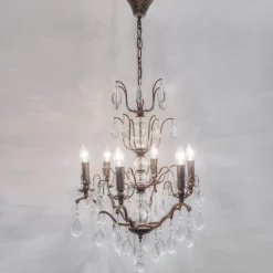 Cristallo lysekrone, 6 lyskilder i antik guld-brun