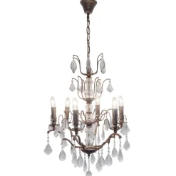 Cristallo lysekrone, 6 lyskilder i antik guld-brun