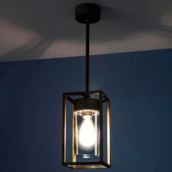 Cubic³ 3368 hængelampe antik messing/klar