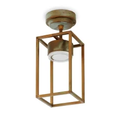 Cubic 3373 LED udendørs loftlampe, messing/opal