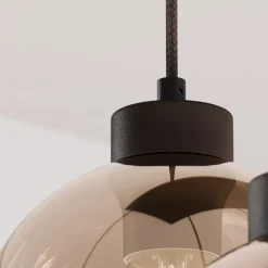 Cubus hængelampe, 85 cm, 8 lyskilder, klar/honning/brun, glas