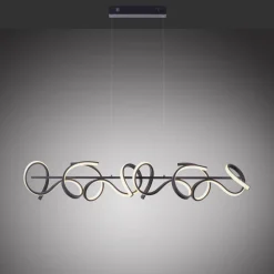 Curls LED-hængelampe, sort, metal, 99 cm lang, dæmpbar