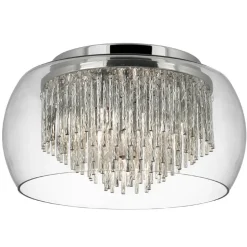 Curva loftlampe af glas med alu-spiraler