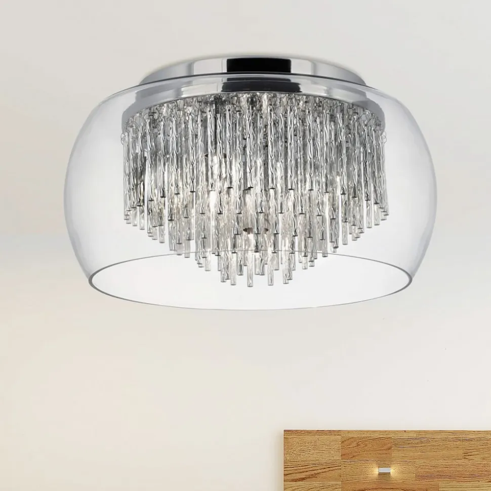 Curva loftlampe af glas med alu-spiraler