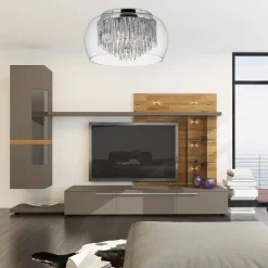 Curva loftlampe af glas med alu-spiraler