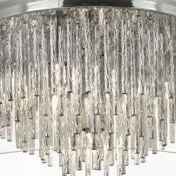 Curva loftlampe af glas med alu-spiraler