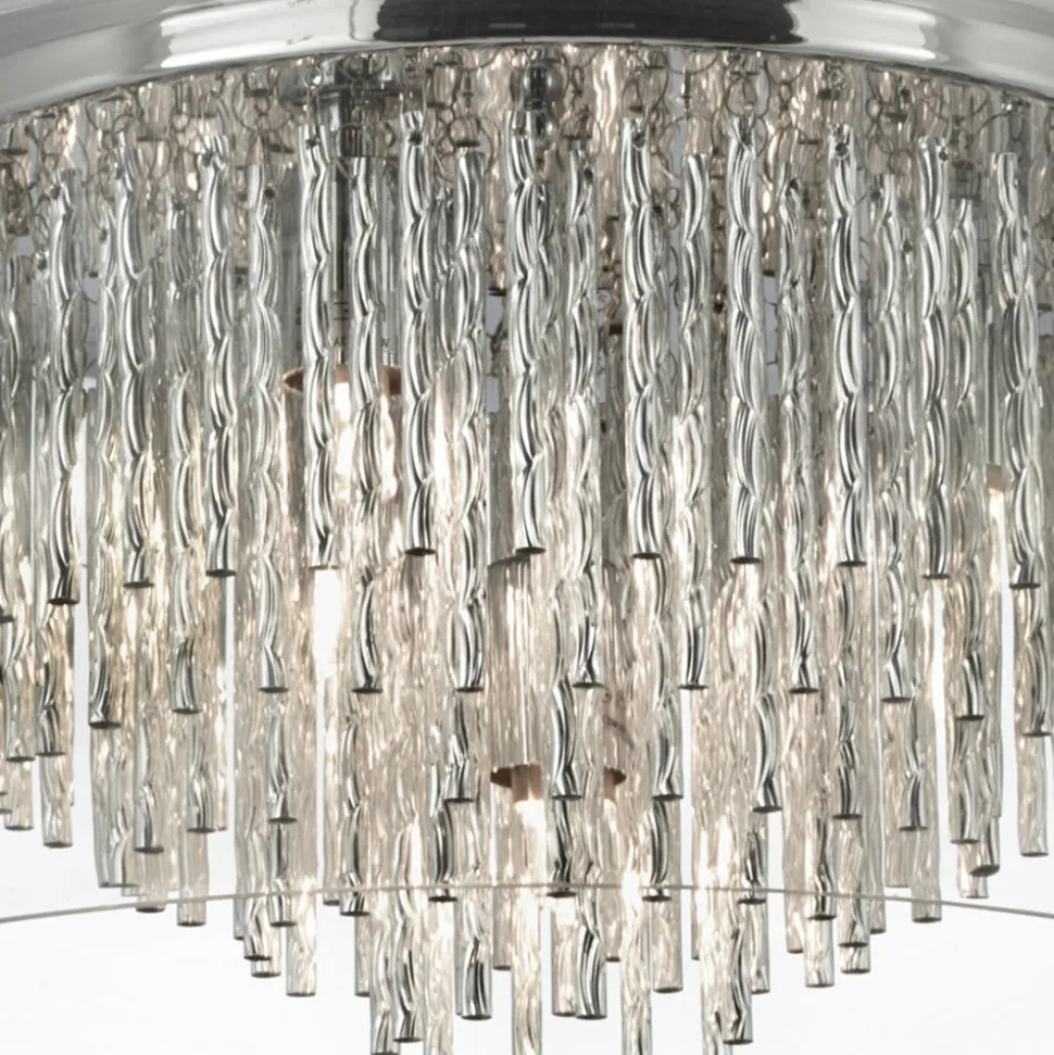 Curva loftlampe af glas med alu-spiraler