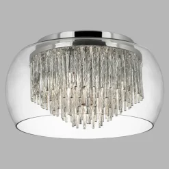 Curva loftlampe af glas med alu-spiraler
