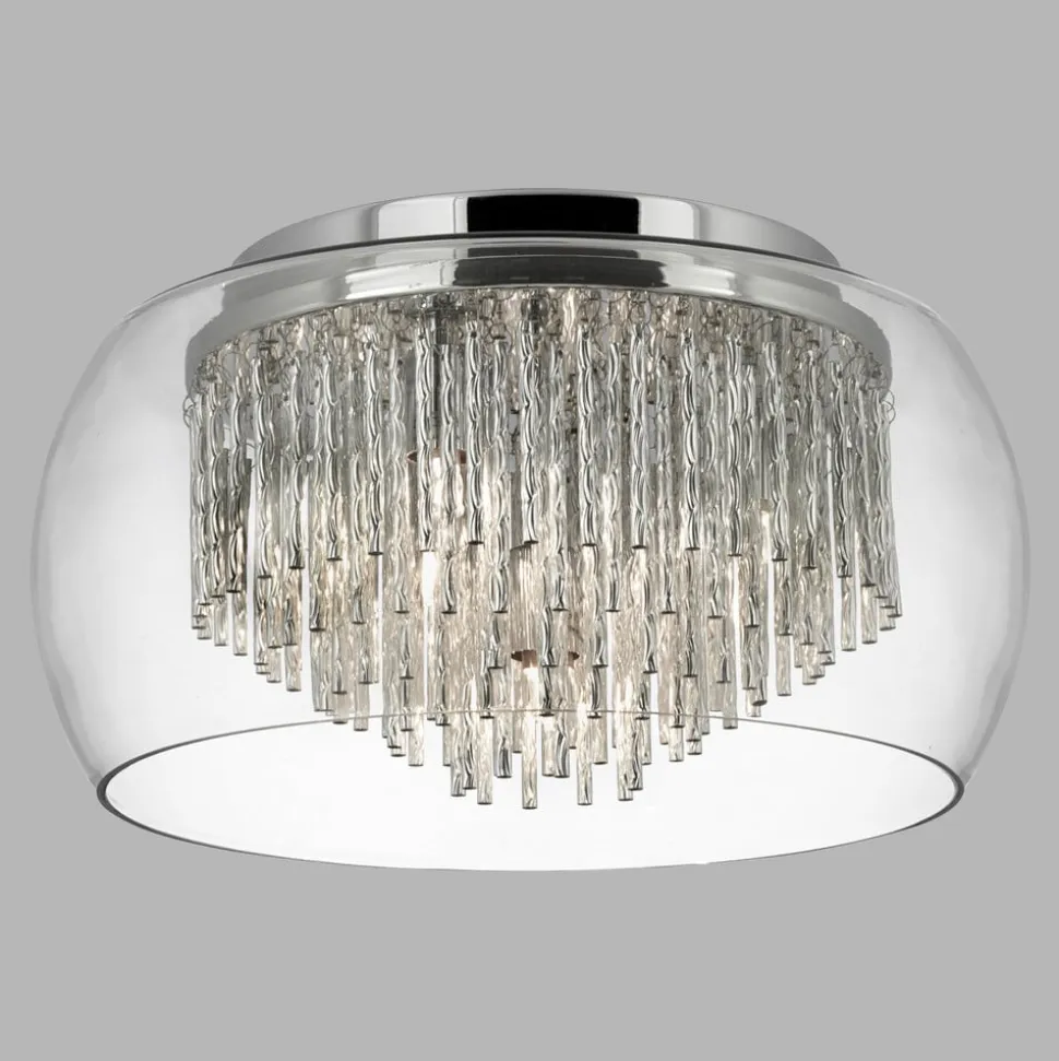Curva loftlampe af glas med alu-spiraler