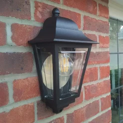 Deco Lane udendørs væglampe, sort, lygte, aluminium, IP44