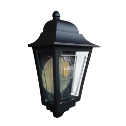 Deco Lane udendørs væglampe, sort, lygte, aluminium, IP44