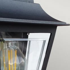 Deco Lane udendørs væglampe, sort, lygte, aluminium, IP44