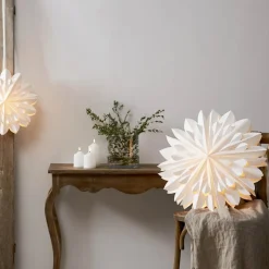 Dekorativ stjerne Cliff, papir, uden fatning hvid Ø 60cm