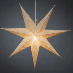 Dekostjerne af hvidt papir, hulmønster, 7 takker