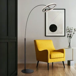 Della LED-gulvlampe, højde 190 cm, sort/mørkegrå, metal