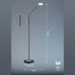 Dent LED-gulvlampe, kan dæmpes, CCT, 1 lk., sort