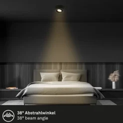 Desi indbygningslampe, sort, Ø9cm, tænd/sluk, 3000K