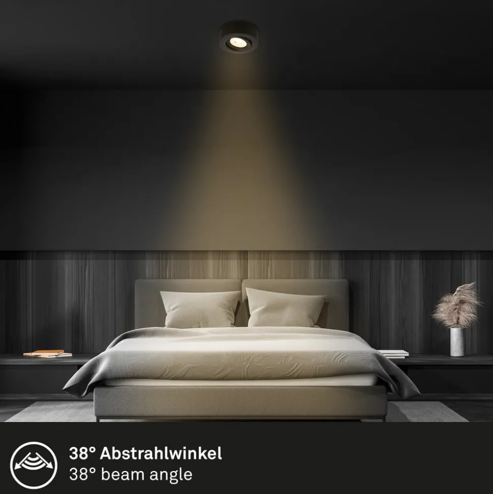 Desi indbygningslampe, sort, Ø9cm, tænd/sluk, 3000K