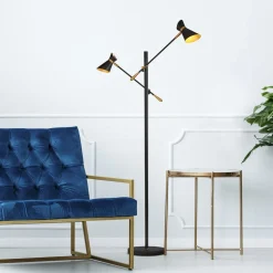 Diablo LED-gulvlampe, sort/guld, metal, justerbar