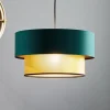 Dorina hængelampe, grøn/guld Ø 40cm