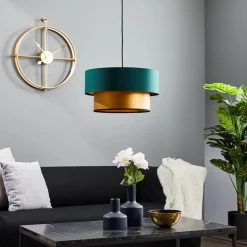 Dorina hængelampe, grøn/guld Ø 40cm