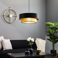Dorina hængelampe, sort/guld Ø 50cm