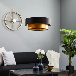 Dorina hængelampe, sort/guld Ø 50cm