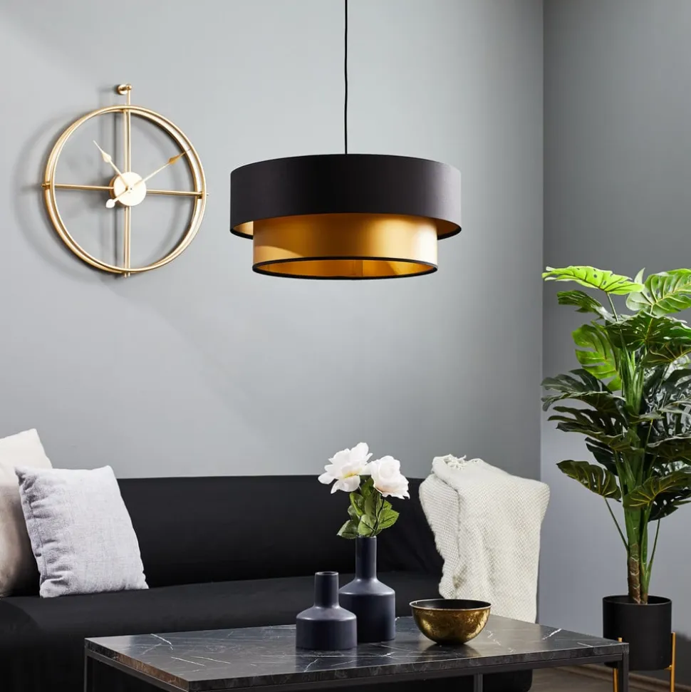 Dorina hængelampe, sort/guld Ø 50cm