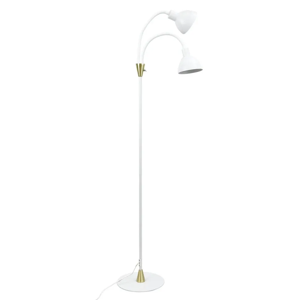 Dyberg Larsen Gulvlampe Lilje, hvid, højde 135 cm, 2 lyskilder.