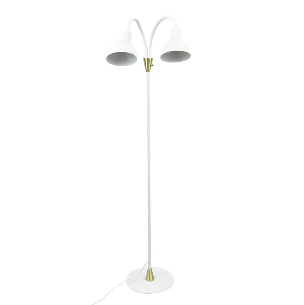 Dyberg Larsen Gulvlampe Lilje, hvid, højde 135 cm, 2 lyskilder.
