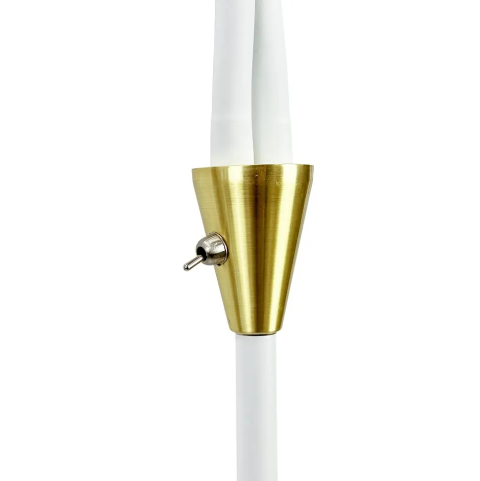 Dyberg Larsen Gulvlampe Lilje, hvid, højde 135 cm, 2 lyskilder.