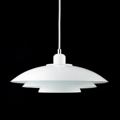 Dyberg Larsen pendellampe Kaje, hvid, Ø 40 cm, metal