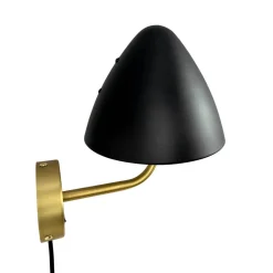 Dyberg Larsen væglampe Oulu, sort/messing, Ø 20,3 cm