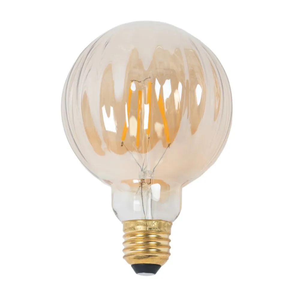 E27 3,8 W LED G95 2.700 K 340lm riller, rav, 2 stk