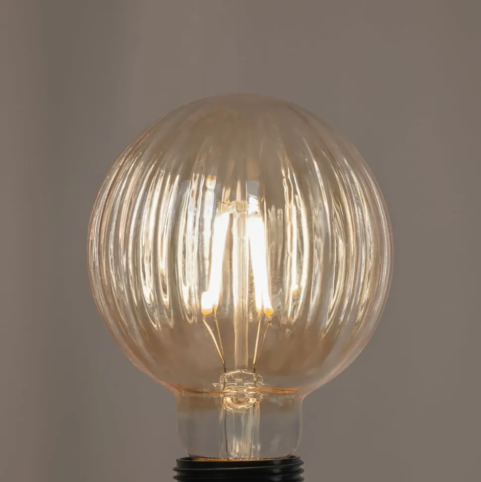 E27 3,8 W LED G95 2.700 K 340lm riller, rav, 2 stk