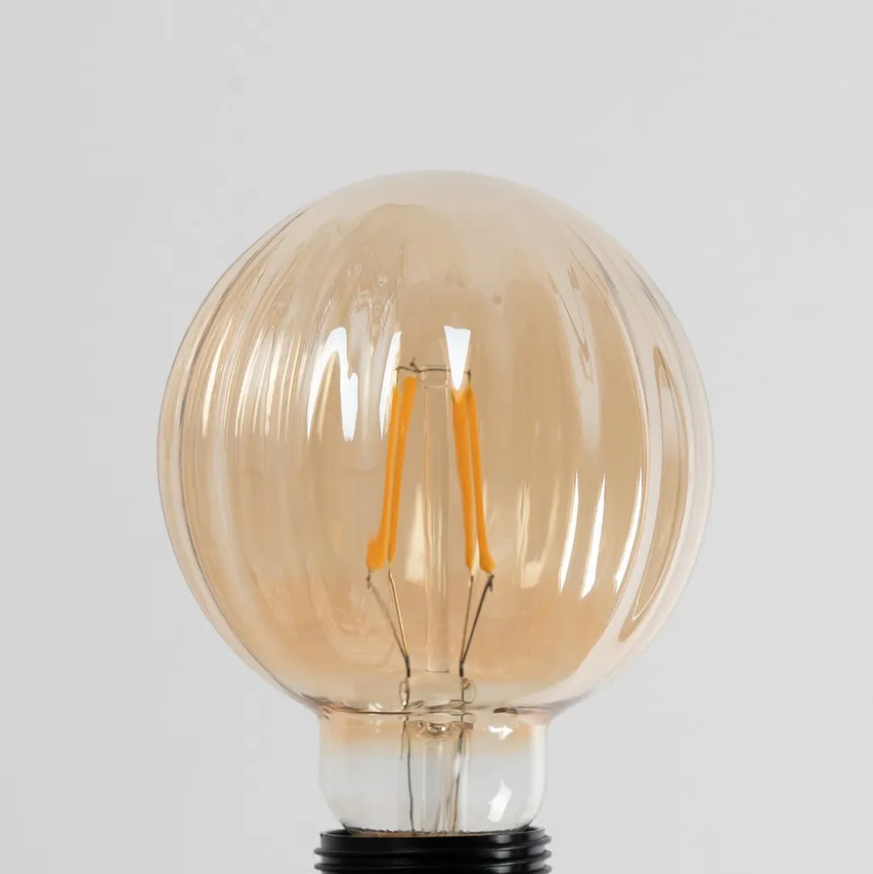 E27 3,8 W LED G95 2.700 K 340lm riller, rav, 2 stk