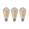 E27 rustik lyspære 6W 500lm ravfarvet 1.800K sæt med 3 stk