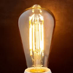 E27 rustik lyspære 6W 500lm ravfarvet 1.800K sæt med 3 stk