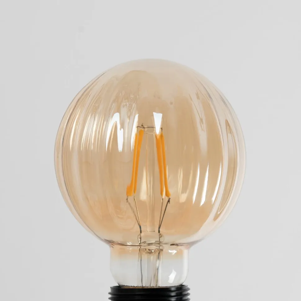 E27 3,8W LED-pære G95, 2700K, 340lm, riller ravfarvet