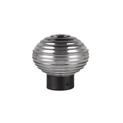 Earl LED genopladelig bordlampe, sort/røget, højde 14,5 cm, glas