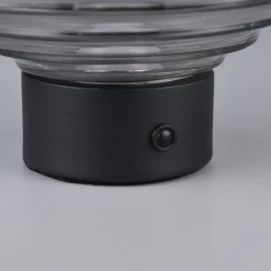 Earl LED genopladelig bordlampe, sort/røget, højde 14,5 cm, glas