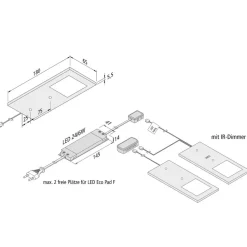 Eco-Pad F LED-underskabsbelysning, 2, 3.000 K, alu