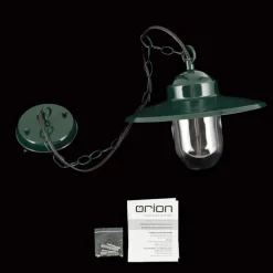 Edward udendørs hængelampe, grøn, Ø 27,5 cm, aluminium/glas