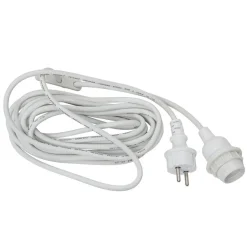 E27-fatning med Ute-kabel, 5 m, hvid