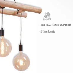 Egar Hængelampe i træ, 4 lyskilder