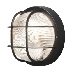 Elmas oval udendørs væglampe, rund, sort