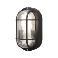 Elmas oval udendørs væglampe, sort