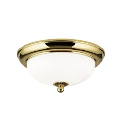 Empire loftlampe, Ø 26,5 cm, guld, matteret opalglas